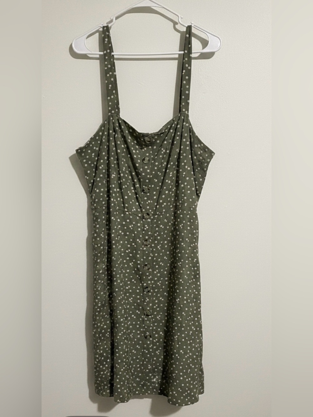 NWT Davi & Dani Olive Floral Button Front Mini Dress With Pockets 1XL Plus Size
